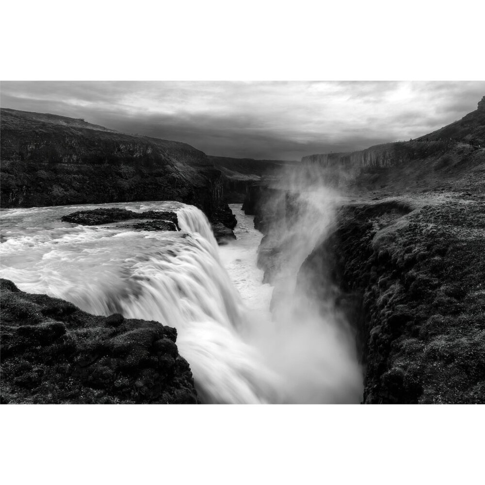 Gullfoss Falls, Golden Circle, Iceland - 20"x30" - Black & White Photograph
